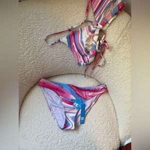 Halter Top Cross Tie Back & Classic Hipster Bikini Set